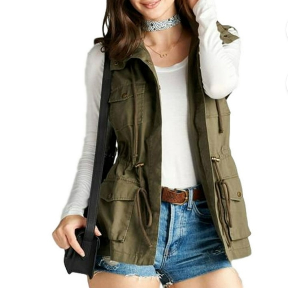 Modmodele Collar Green Women's Utility Vest | small